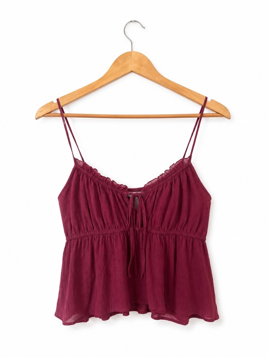 RSQ Tops - RSQ Burgundy Tie-Front Peplum Camisole